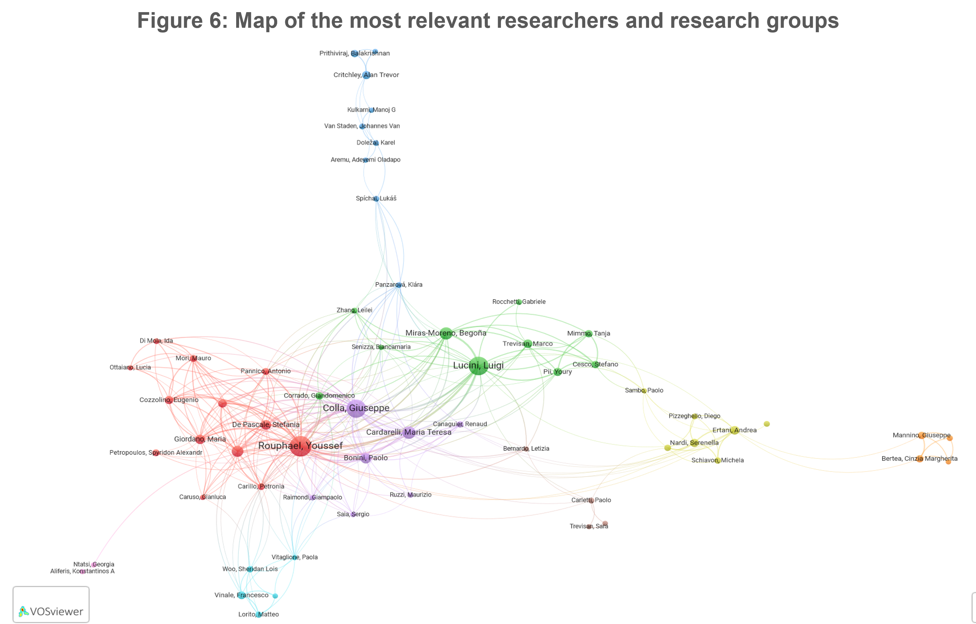 fig 6 Map of the most relevant researchers and research groups